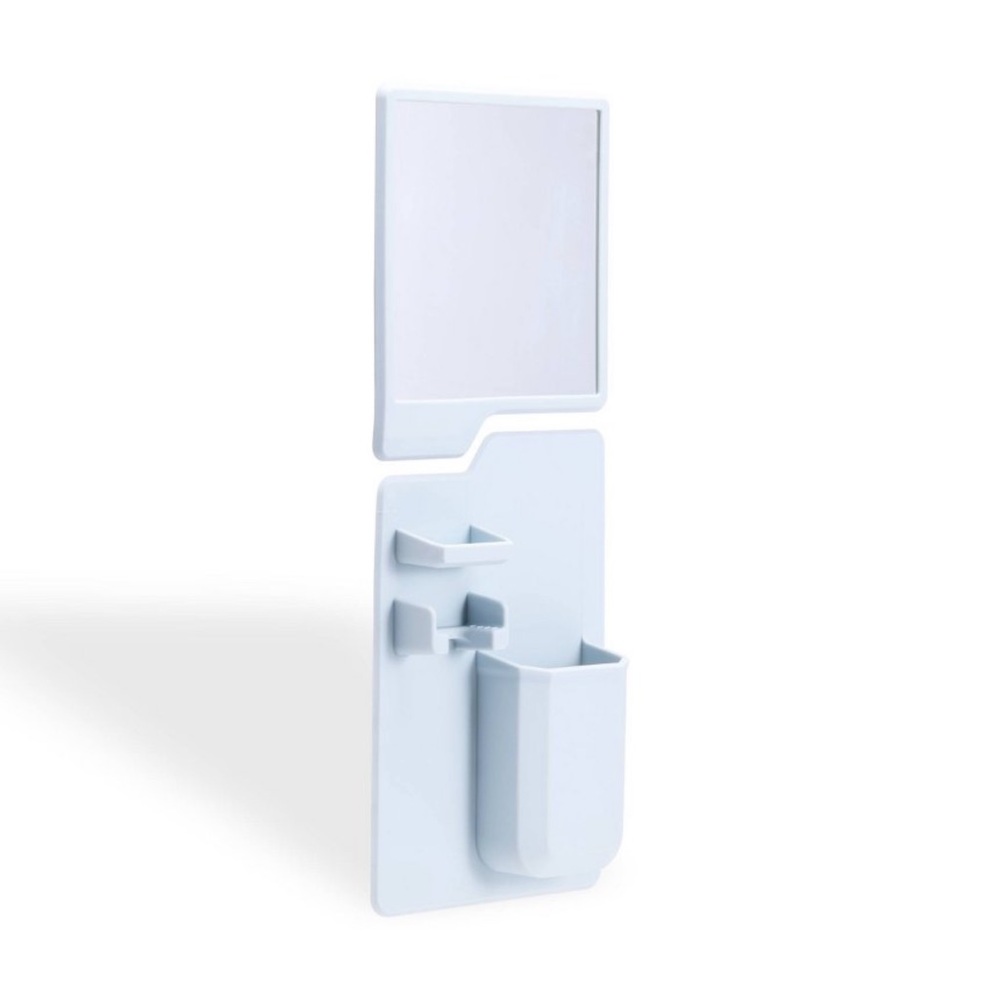 Minimalist Wall-Mounted Bathroom Organizer w/ Mirror – Modern Storage 🤍 - Picture 4 of 4
